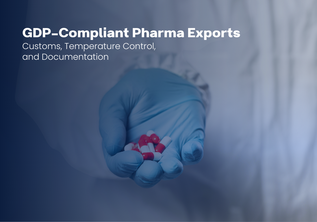 GDP-compliant pharma exports – capsules in gloved hand